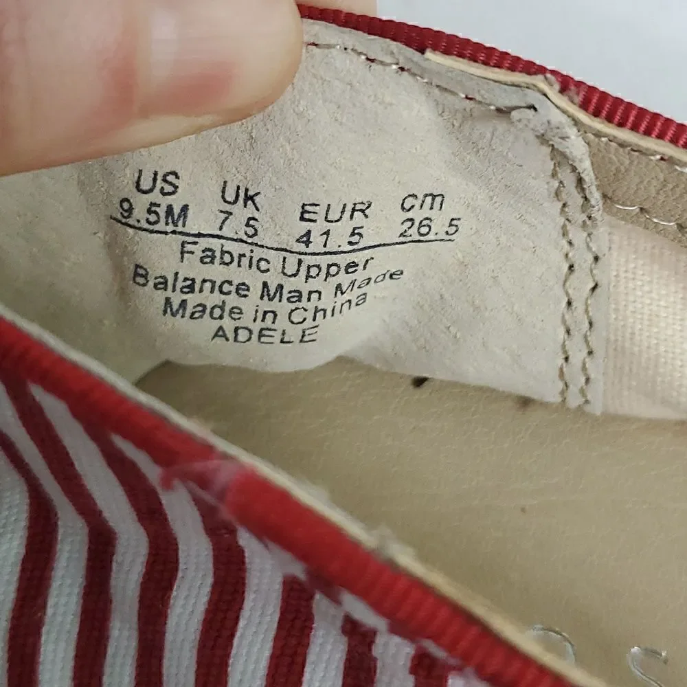 Franco Sarto Adele Red & White Espadrille Flats Women's Size 9.5M
